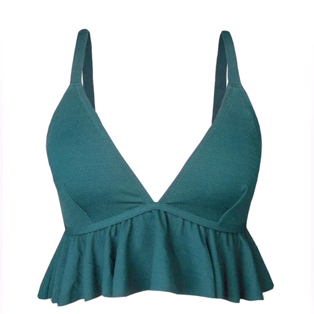 V-Neck Ruffle Hem Bikini Top - Picture 1 of 10